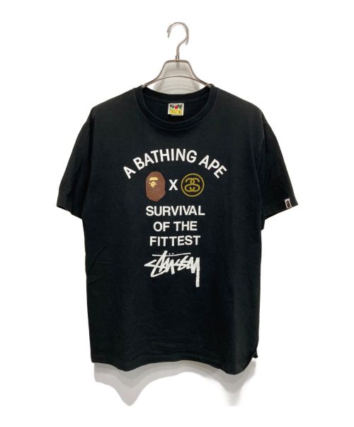 A BATHING APE（アベイシングエイプ）A BATHING APE (アベイシングエイプ) stussy (ステューシー) Tシャツ ブラック サイズ:XLの古着・服飾アイテム