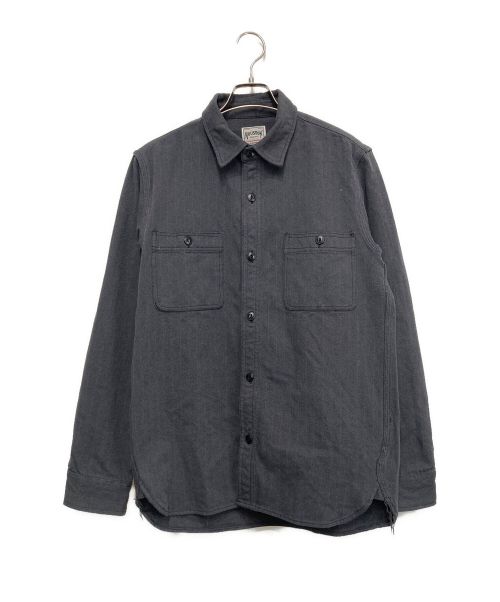 HOUSTON（ヒューストン）HOUSTON (ヒューストン) HERRINGBONE VIYELLA SHIRT グレー サイズ:Lの古着・服飾アイテム