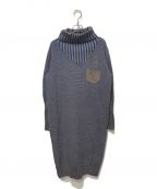 AVIREXアヴィレックス）の古着「TURTLE MELANGE KNIT ONE PIECE　ニットワンピース」｜グレー×ブルー