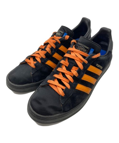 adidas（アディダス）adidas (アディダス) PORTER (ポーター) キャンパス ローカットスニーカー ブラック×オレンジ サイズ:26ｃｍの古着・服飾アイテム