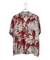 NIPOALOHA（二ポアロハ）の古着「SILK CUPRA SHORT SLEEVE ALOHA SHIRT(百虎)」｜レッド×グレー