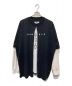 MM6 Maison Margiela（エムエムシックス メゾンマルジェラ）の古着「ダブルロゴプリントレイヤー長袖Tシャツ」｜ブラック×ホワイト