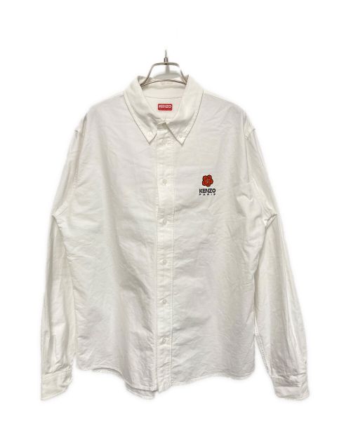 KENZO PARIS（ケンゾー パリ）KENZO PARIS (ケンゾー パリ) Boke Flower Crest Casual Shirt ホワイト サイズ:39の古着・服飾アイテム