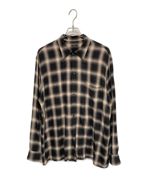 COMOLI（コモリ）COMOLI (コモリ) RAYON CHECK OPEN COLLAR SHIRT ベージュ サイズ:2の古着・服飾アイテム