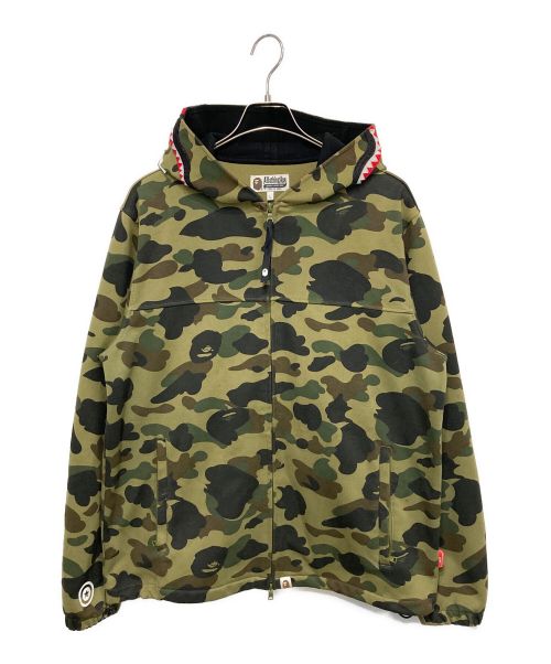 A BATHING APE（アベイシングエイプ）A BATHING APE (アベイシングエイプ) 1ST CAMO WINDSTOPPER SHARK HOODIE オリーブ サイズ:Lの古着・服飾アイテム