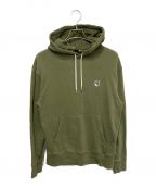 maison kitsuneメゾンキツネ）の古着「GREY FOX HEAD PATCH CLASSIC HOODIE」｜カーキ