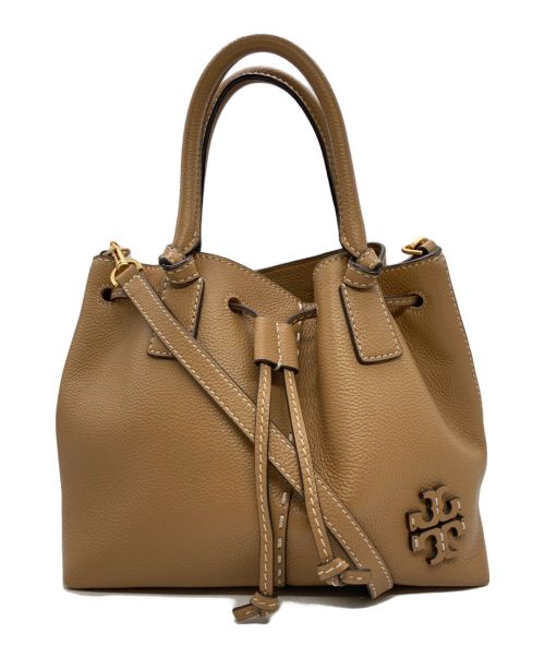 TORY BURCH（トリーバーチ）TORY BURCH (トリーバーチ) MCGRAW SMALL DRAWSTRING SATCHEL ベージュの古着・服飾アイテム