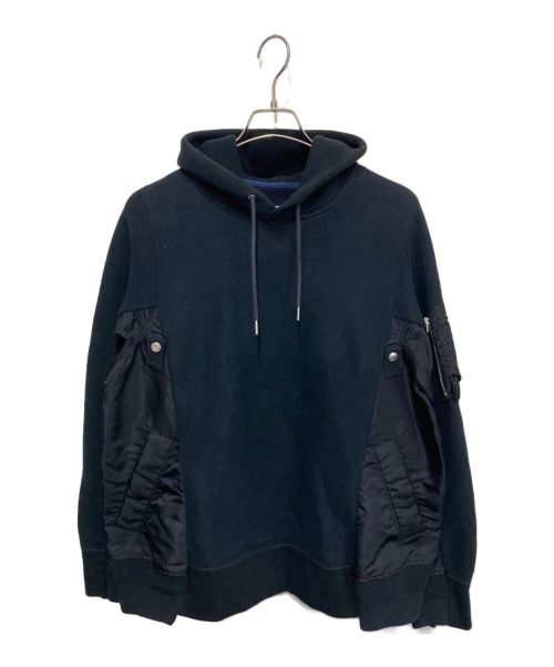 sacai（サカイ）sacai (サカイ) Sponge Sweat x MA-1 Hoodie ブラック サイズ:3の古着・服飾アイテム