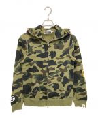 A BATHING APEアベイシングエイプ）の古着「1ST CAMO SHARK FULLZIP HOODIE シャーク フルジップ フーディ　パーカー」｜グリーン