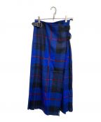 O'NEIL OF DUBLINオニールオブダブリン）の古着「WORSTED WOOL LONG KILT SKIRT / ウーステッド ウール ロング キルト スカート」｜ブルー