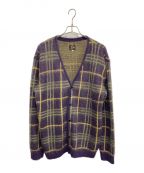 Needlesニードルズ）の古着「Mohair Cardigan Plaid / モヘヤカーディガン」｜パープル