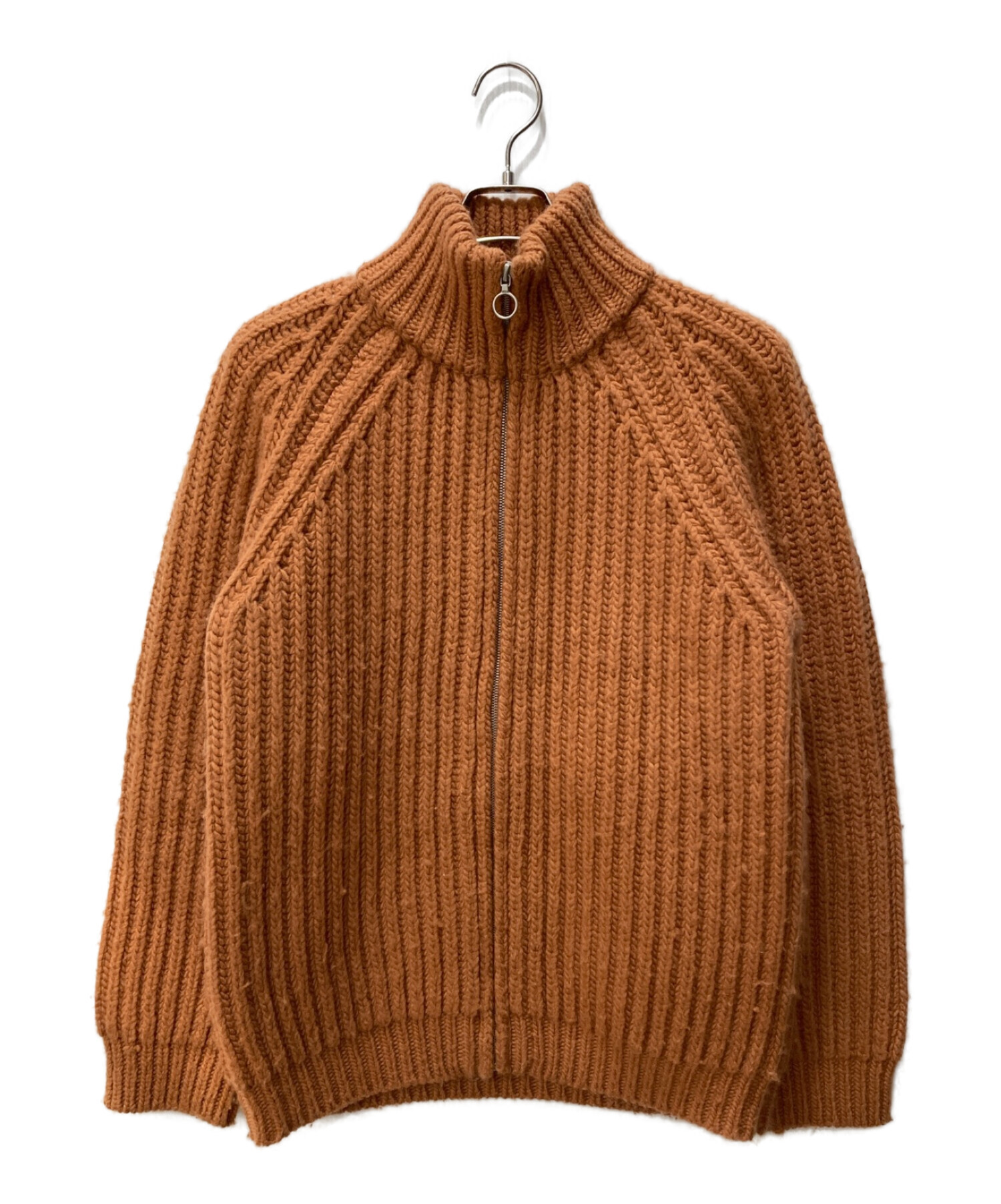 AURALEE (オーラリー) SUPER MILLED RIB KNIT ZIP BLOUSON ブラウン サイズ:4