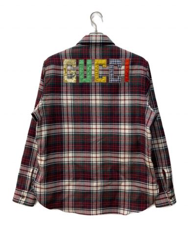 【中古・古着通販】GUCCI (グッチ) バックロゴチェックシャツ