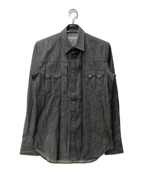 JOHN LAWRENCE SULLIVAN（ジョンローレンスサリバン）JOHN LAWRENCE SULLIVAN (ジョンローレンスサリバン) RIGID DENIM BUTTON DOWN SHIRT ブラック サイズ:38の古着・服飾アイテム