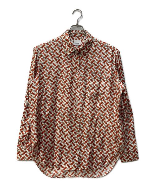 BURBERRY LONDON（バーバリーロンドン）BURBERRY LONDON (バーバリー ロンドン) Burberry Monogram Print Silk Oversized Shirt 8016683 Vermilllion Red サイズ:44の古着・服飾アイテム