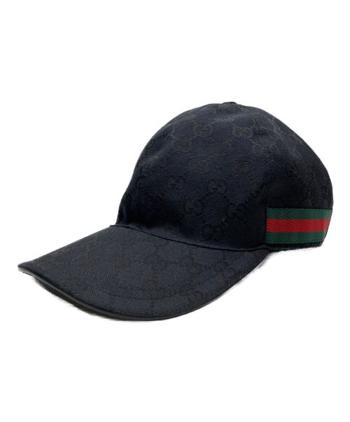 GUCCI（グッチ）GUCCI (グッチ) GGキャンバスキャップ 200035・204891 ブラック サイズ:M 58の古着・服飾アイテム