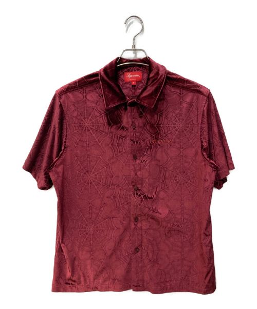 SUPREME（シュプリーム）SUPREME (シュプリーム) 半袖シャツ　Spider Web Velvet S/S Shirt レッド サイズ:Sの古着・服飾アイテム