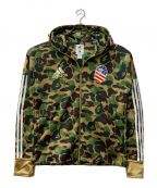 adidas×A BATHING APEアディダス×アベイシングエイプ）の古着「SHARK HOODIE BAPE サルカモシャークジップパーカーDW9286」｜グリーン