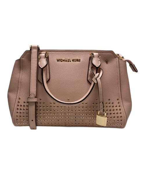 MICHAEL KORS（マイケルコース）MICHAEL KORS (マイケルコース) レザー キーチャーム リベット パンチング 2WAY ショルダー ハンドバッグ ピンクの古着・服飾アイテム