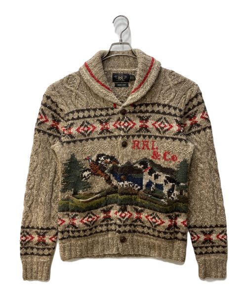 RRL（ダブルアールエル）RRL (ダブルアールエル) HAND KNIT ジャカード カーディガン ブラウン サイズ:Sの古着・服飾アイテム