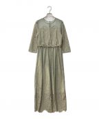 troisiemechacoトロワズィエムチャコ）の古着「LACE PLEATED DRESS レースワンピース C74743533AR-9」｜グリーン