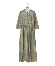 troisiemechaco（トロワズィエムチャコ）の古着「LACE PLEATED DRESS レースワンピース C74743533AR-9」｜グリーン