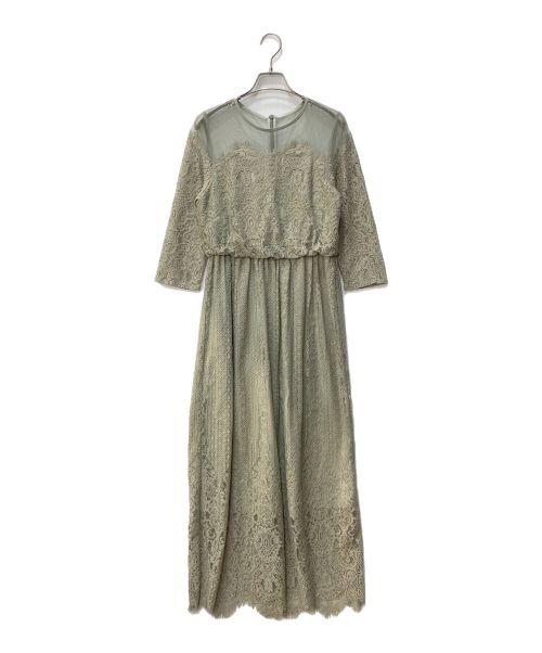 troisiemechaco（トロワズィエムチャコ）troisiemechaco (トロワズィエムチャコ) LACE PLEATED DRESS レースワンピース C74743533AR-9 グリーン サイズ:38の古着・服飾アイテム