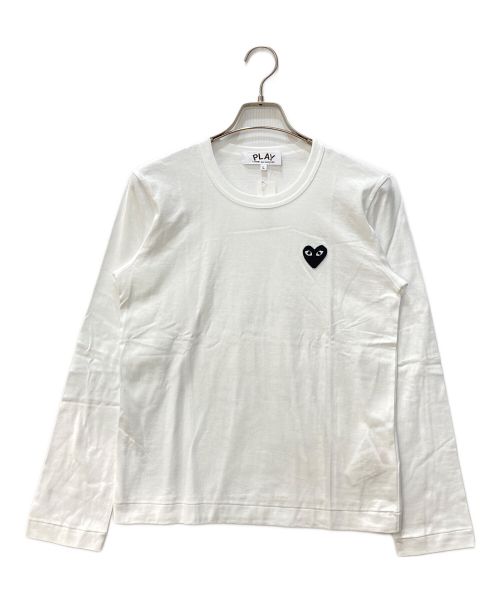 PLAY COMME des GARCONS（プレイ コムデギャルソン）PLAY COMME des GARCONS (プレイ コムデギャルソン) 長袖胸元ロゴ刺繍カットソー ホワイト サイズ:Ｌ 未使用品の古着・服飾アイテム