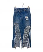 MAISON SPECIALメゾンスペシャル）の古着「High Damage Denim Skirt　21232515307」｜ブルー