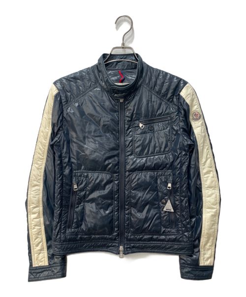 MONCLER（モンクレール）MONCLER (モンクレール) ライダースダウンジャケット ブルー サイズ:サイズ表記無しの古着・服飾アイテム