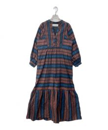 sara mallika（サラマリカ）の古着「23AW COTTON MULTI BORDER SHINING DRESS」｜ブラウン