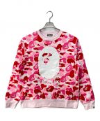 A BATHING APEアベイシングエイプ）の古着「ABC CAMO BY BATHING APE CREWNECK SWEAT」｜ピンク