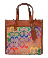 COACH (コーチ) FIELD TOTE 22 IN RAINBOW SIGNATURE CANVAS ブラウン