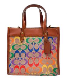 COACH（コーチ）の古着「FIELD TOTE 22 IN RAINBOW SIGNATURE CANVAS」｜ブラウン