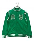 stussyステューシー）の古着「AUTHENTICタグ　OLD STUSSY SCHOOL VALSITY JACKET」｜グリーン