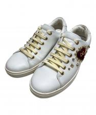 DOLCE & GABBANA (ドルチェ＆ガッバーナ) STUDDED HEART LEATHER SNEAKERS ホワイト サイズ:37