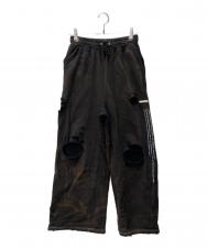 PRANK PROJECT (プランクプロジェクト) Spray Dyed Damaged Sweatpants ブラック×ブラウン サイズ:36 未使用品