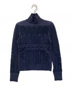 Mame Kurogouchiマメクロゴウチ）の古着「Jomon Pattern  HighNeck KnittedTop」｜ネイビー