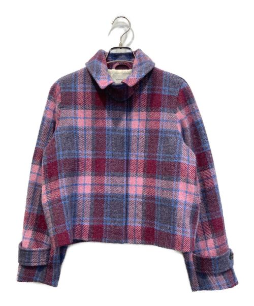 STEVEN ALAN（スティーブンアラン）STEVEN ALAN (スティーブンアラン) HARRIS TWEED SHORT STAND FALL COLLAR COAT パープル サイズ:Sの古着・服飾アイテム