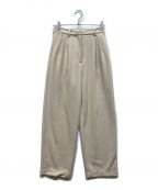 CLANEクラネ）の古着「RIB STRIPE TUCK PANTS」｜ベージュ