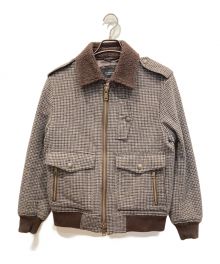 BURBERRY BLACK LABEL（バーバリーブラックレーベル）の古着「エルボーパッチ ブルゾン」｜グレー×ブラウン