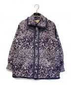 maturelyマチュアリー）の古着「Flower Jacquard Fringe Jacket」｜パープル×グレー