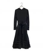 HER LIP TOハーリップトゥ）の古着「Pleated Wool-Blend Long Dress」｜ブラック