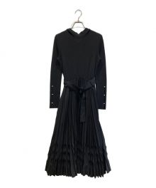 HER LIP TO（ハーリップトゥ）の古着「Pleated Wool-Blend Long Dress」｜ブラック