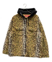 SUPREME（シュプリーム）の古着「Fleece Zip Up Hooded Shirt "Brown Leopard"」｜ベージュ×ブラック