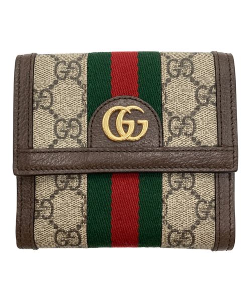 GUCCI（グッチ）GUCCI (グッチ) GG フレンチフラップウォレット ベージュの古着・服飾アイテム