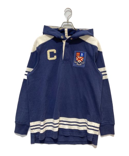 Rugby Ralph Lauren（ラグビーラルフローレン）Rugby Ralph Lauren (ラグビーラルフローレン) フーデッドラガーシャツ ネイビー×ホワイト サイズ:Lの古着・服飾アイテム