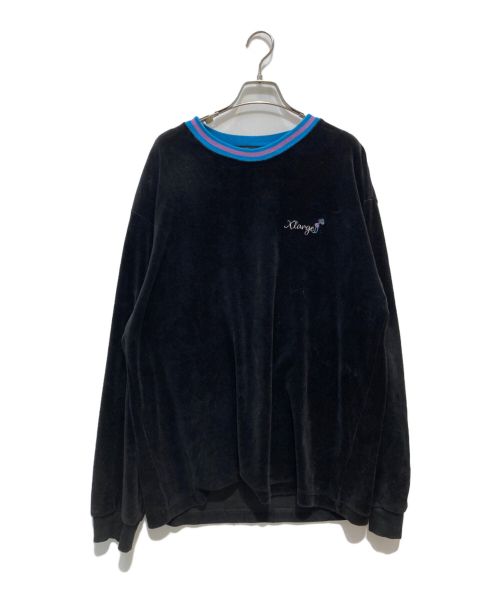 X-LARGE（エクストララージ）X-LARGE (エクストララージ) VELOUR L/S TEE ブラック×ブルー サイズ:XLの古着・服飾アイテム