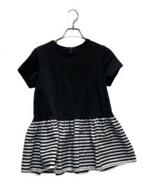 BORDERS at BALCONY（ボーダーズアットバルコニー）の古着「PEPLUM TEE」｜ブラック×ホワイト