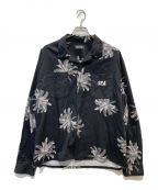 WIND AND SEAウィンド アンド シー）の古着「ALM TREE OPEN COLLAR SHIRT」｜ブラック